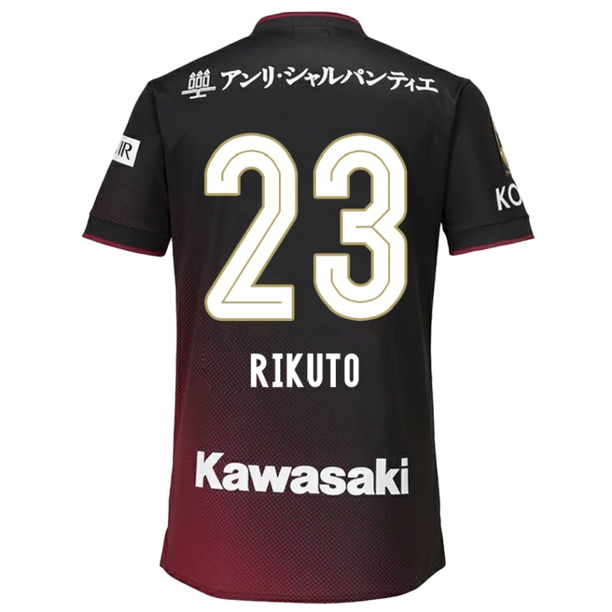 Kids Football Rikuto Hirose #23 Black Red Home Jersey 2024/25 T-Shirt Za