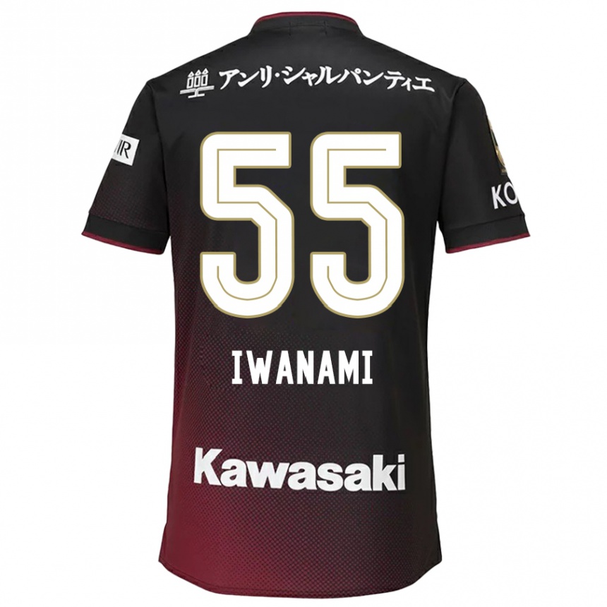 Kids Football Takuya Iwanami #55 Black Red Home Jersey 2024/25 T-Shirt Za