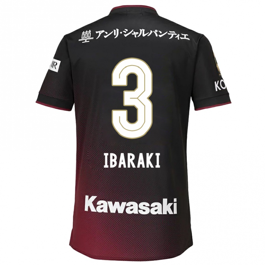 Kids Football Riku Ibaraki #3 Black Red Home Jersey 2024/25 T-Shirt Za