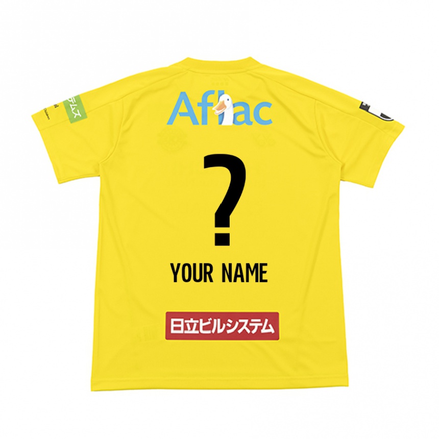 Kids Football Your Name #0 Yellow Black Home Jersey 2024/25 T-Shirt Za