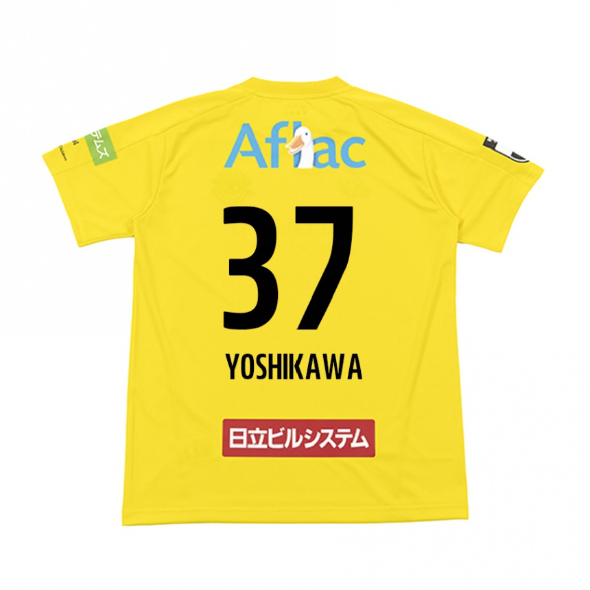 Kids Football Haruto Yoshikawa #37 Yellow Black Home Jersey 2024/25 T-Shirt Za