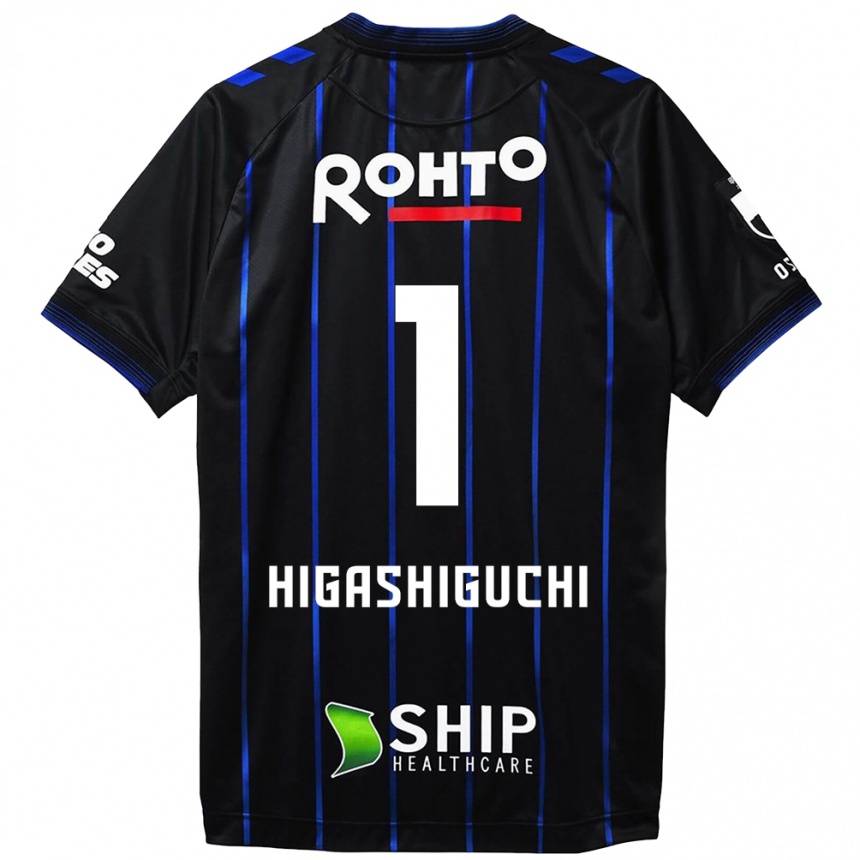 Kids Football Masaaki Higashiguchi #1 Black Blue Home Jersey 2024/25 T-Shirt Za