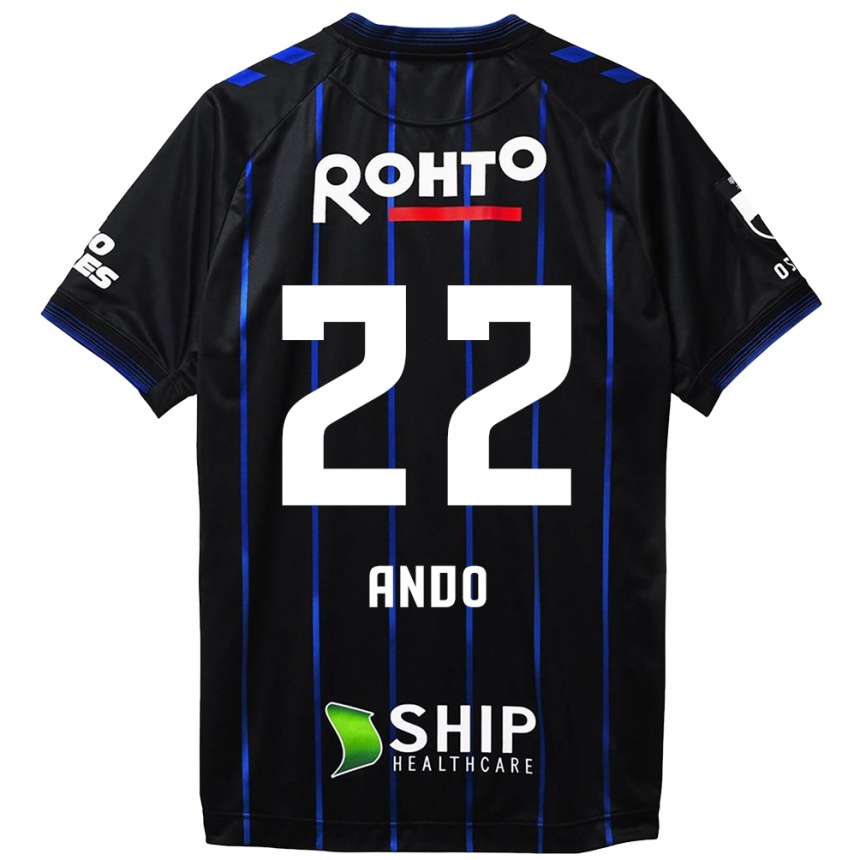 Kids Football Rikuto Ando #22 Black Blue Home Jersey 2024/25 T-Shirt Za