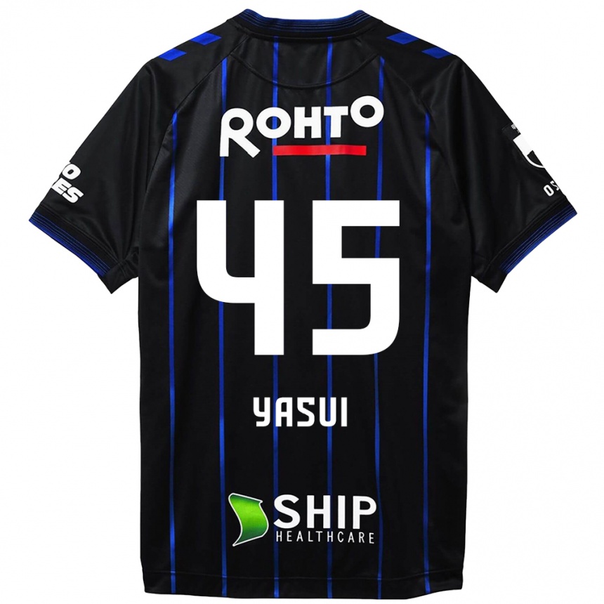 Kids Football Tsukasa Yasui #45 Black Blue Home Jersey 2024/25 T-Shirt Za