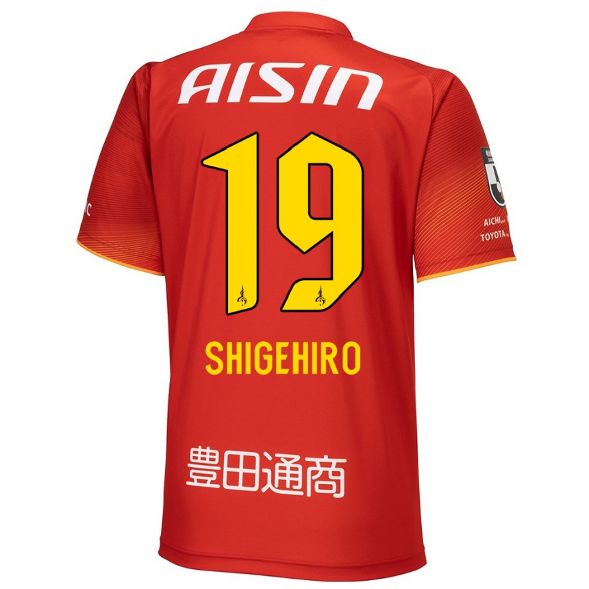 Kids Football Takuya Shigehiro #19 Red White Yellow Home Jersey 2024/25 T-Shirt Za