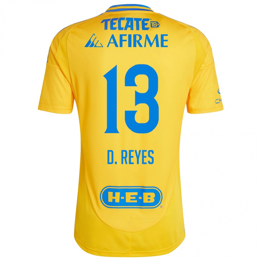 Kids Football Diego Reyes #13 Gold Yellow Home Jersey 2024/25 T-Shirt Za