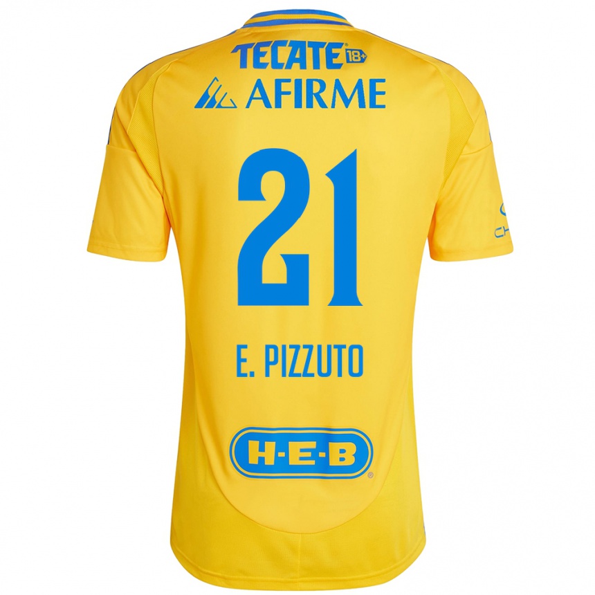 Kids Football Eugenio Pizzuto #21 Gold Yellow Home Jersey 2024/25 T-Shirt Za