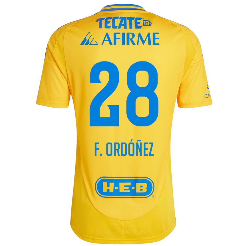 Kids Football Fernando Ordóñez #28 Gold Yellow Home Jersey 2024/25 T-Shirt Za