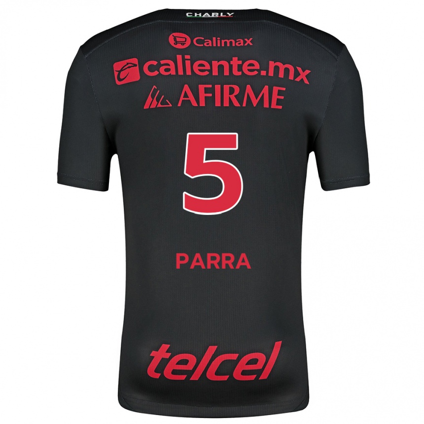 Kids Football Rodrigo Parra #5 Black Red Home Jersey 2024/25 T-Shirt Za