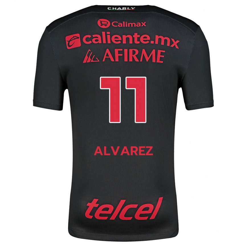 Kids Football Efraín Álvarez #11 Black Red Home Jersey 2024/25 T-Shirt Za