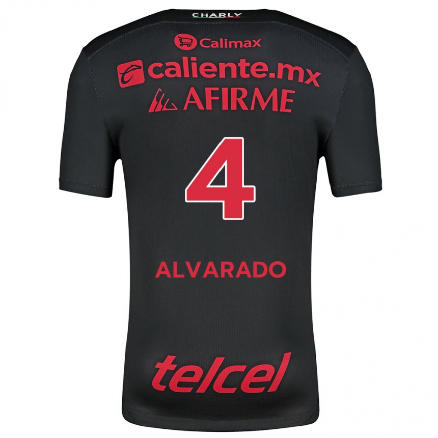 Kids Football Mónica Alvarado #4 Black Red Home Jersey 2024/25 T-Shirt Za