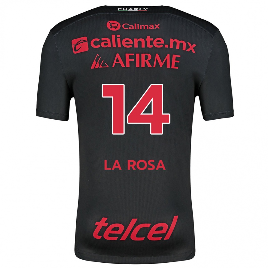 Kids Football Joselyn De La Rosa #14 Black Red Home Jersey 2024/25 T-Shirt Za