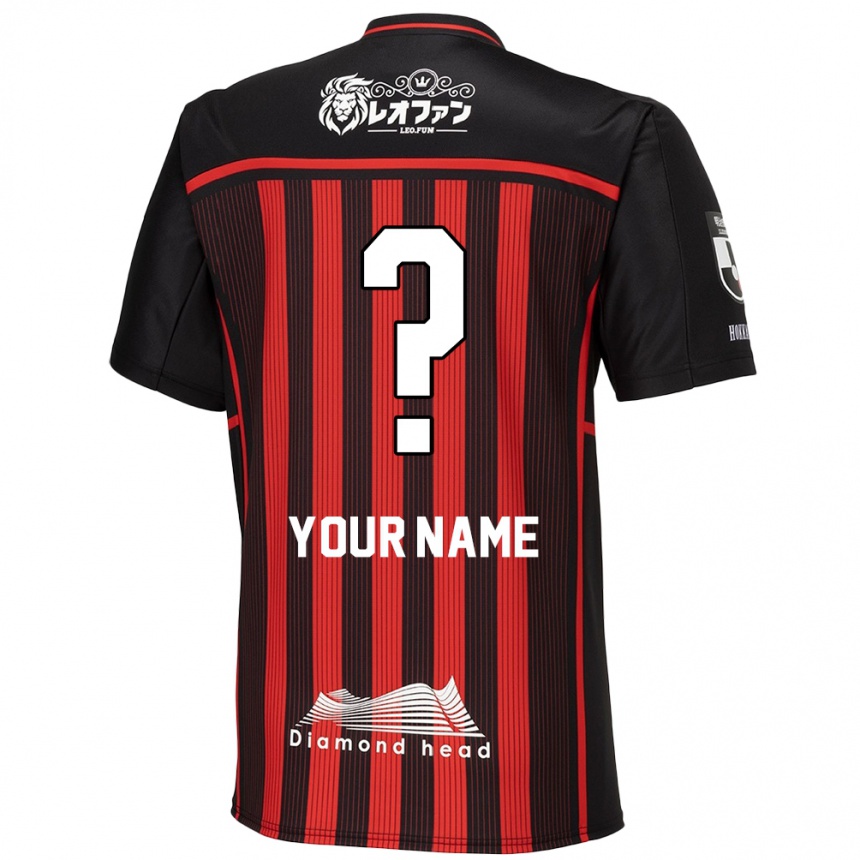 Kids Football Your Name #0 Red Black Home Jersey 2024/25 T-Shirt Za