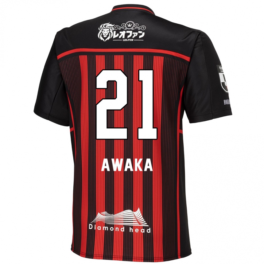 Kids Football Shunta Awaka #21 Red Black Home Jersey 2024/25 T-Shirt Za