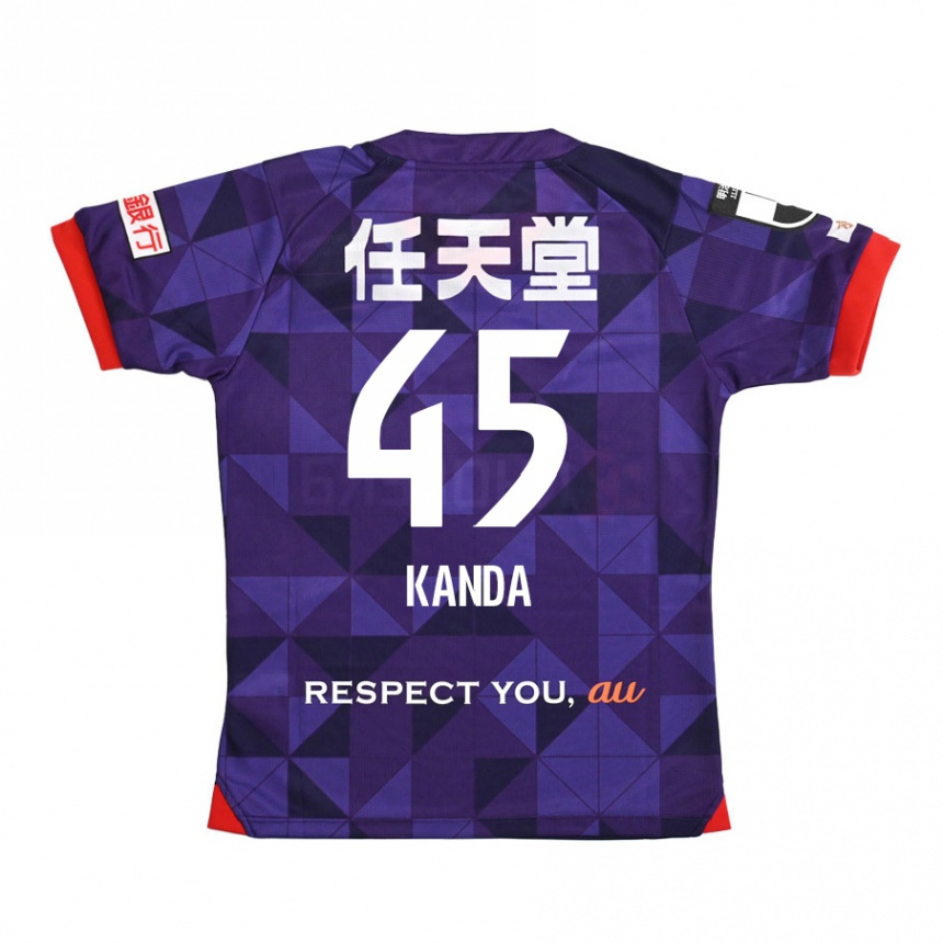 Kids Football Kotaro Kanda #45 Purple White Home Jersey 2024/25 T-Shirt Za