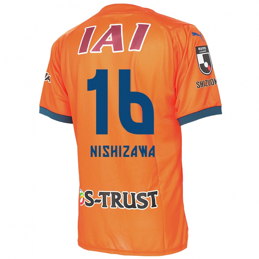 Kids Football Kenta Nishizawa #16 Orange Blue Home Jersey 2024/25 T-Shirt Za