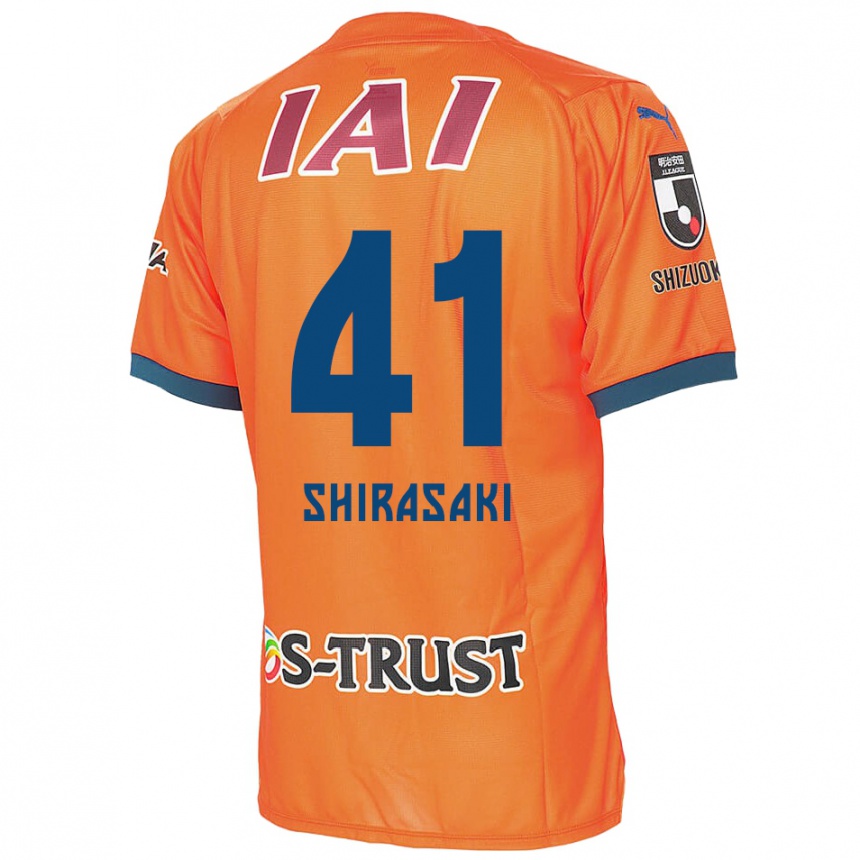 Kids Football Ryohei Shirasaki #41 Orange Blue Home Jersey 2024/25 T-Shirt Za