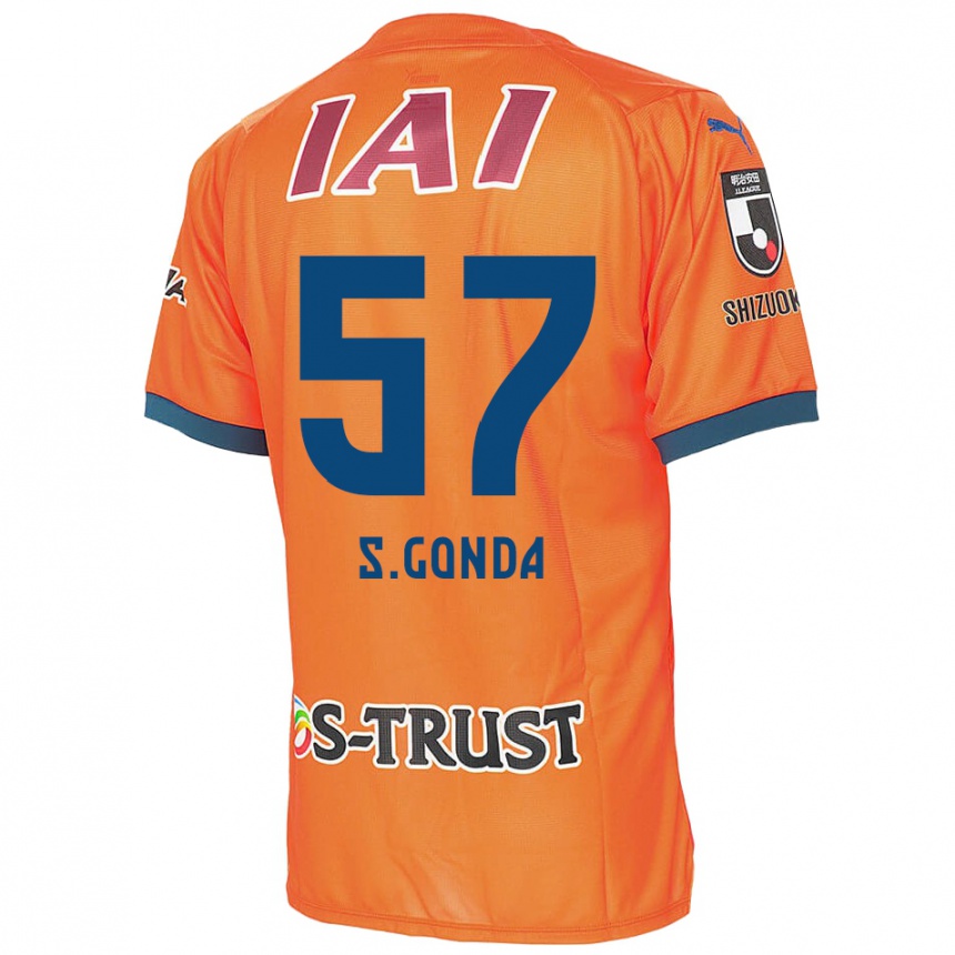 Kids Football Shuichi Gonda #57 Orange Blue Home Jersey 2024/25 T-Shirt Za