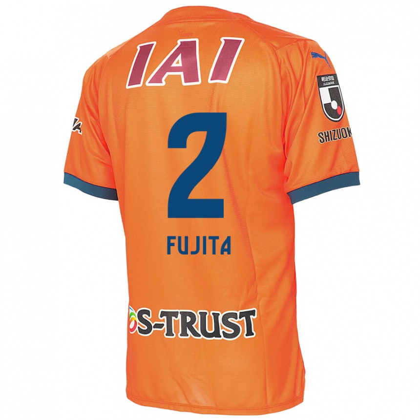 Kids Football Shunsuke Fujita #2 Orange Blue Home Jersey 2024/25 T-Shirt Za