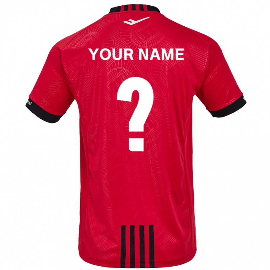 Kids Football Your Name #0 Red Black Home Jersey 2024/25 T-Shirt Za