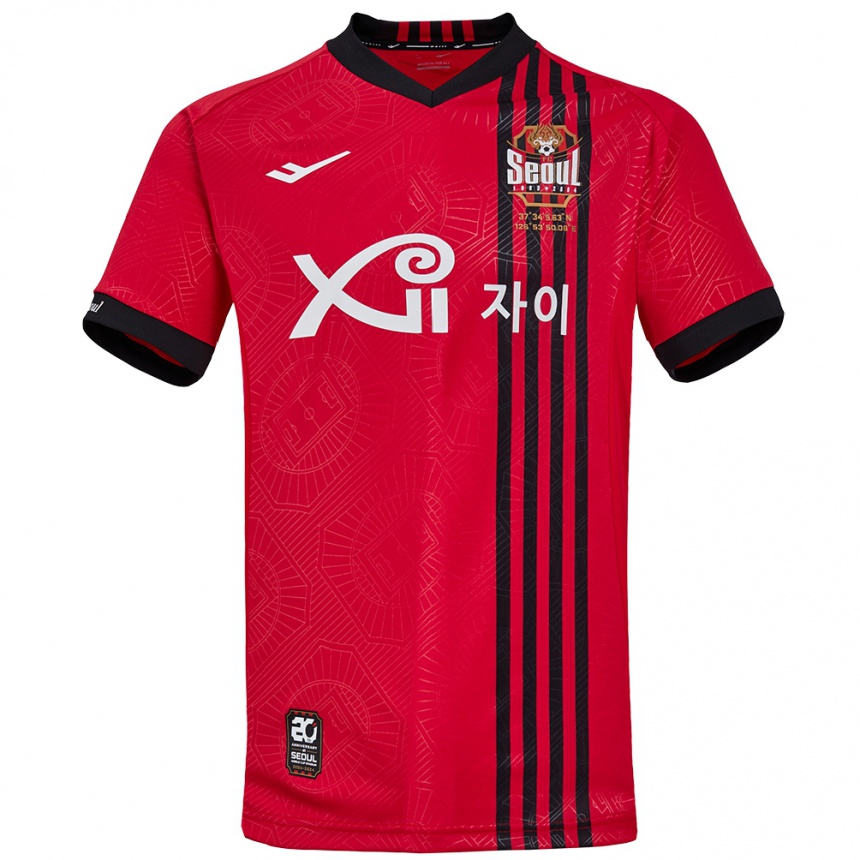 Kids Football Jang Han-Gyeol Park #42 Red Black Home Jersey 2024/25 T-Shirt Za