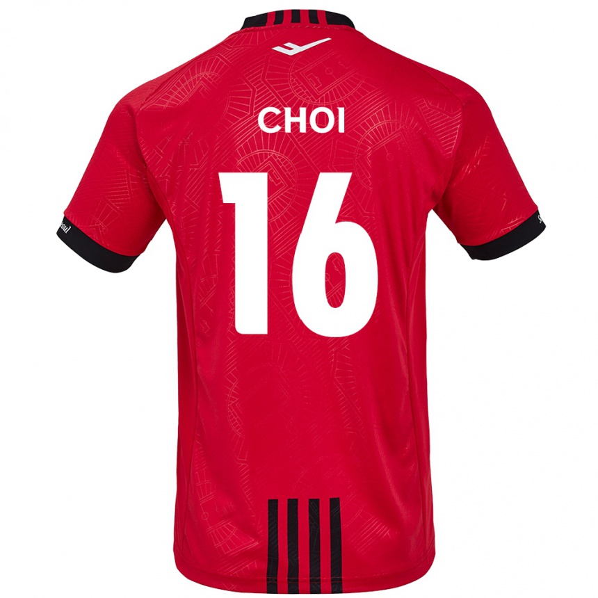 Kids Football Jun Choi #16 Red Black Home Jersey 2024/25 T-Shirt Za