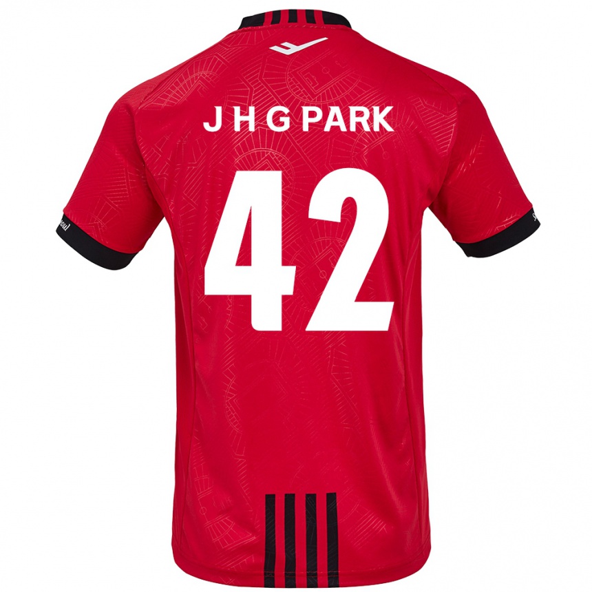 Kids Football Jang Han-Gyeol Park #42 Red Black Home Jersey 2024/25 T-Shirt Za