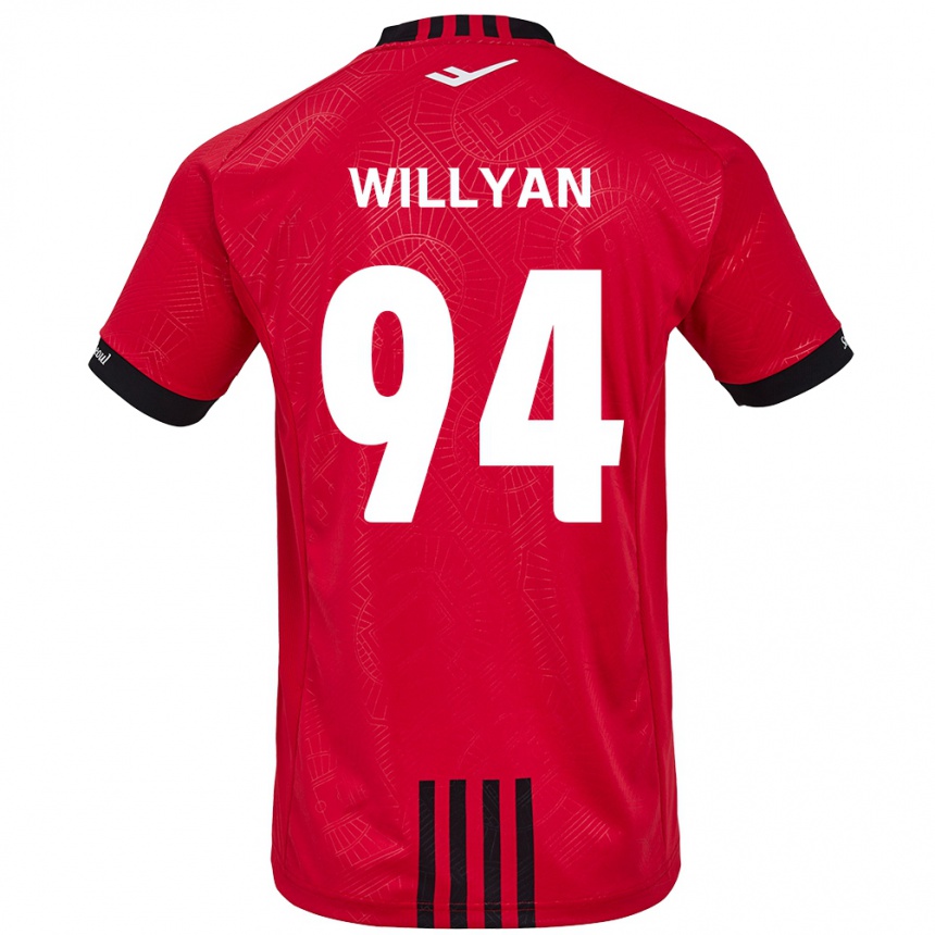 Kids Football Willyan #94 Red Black Home Jersey 2024/25 T-Shirt Za