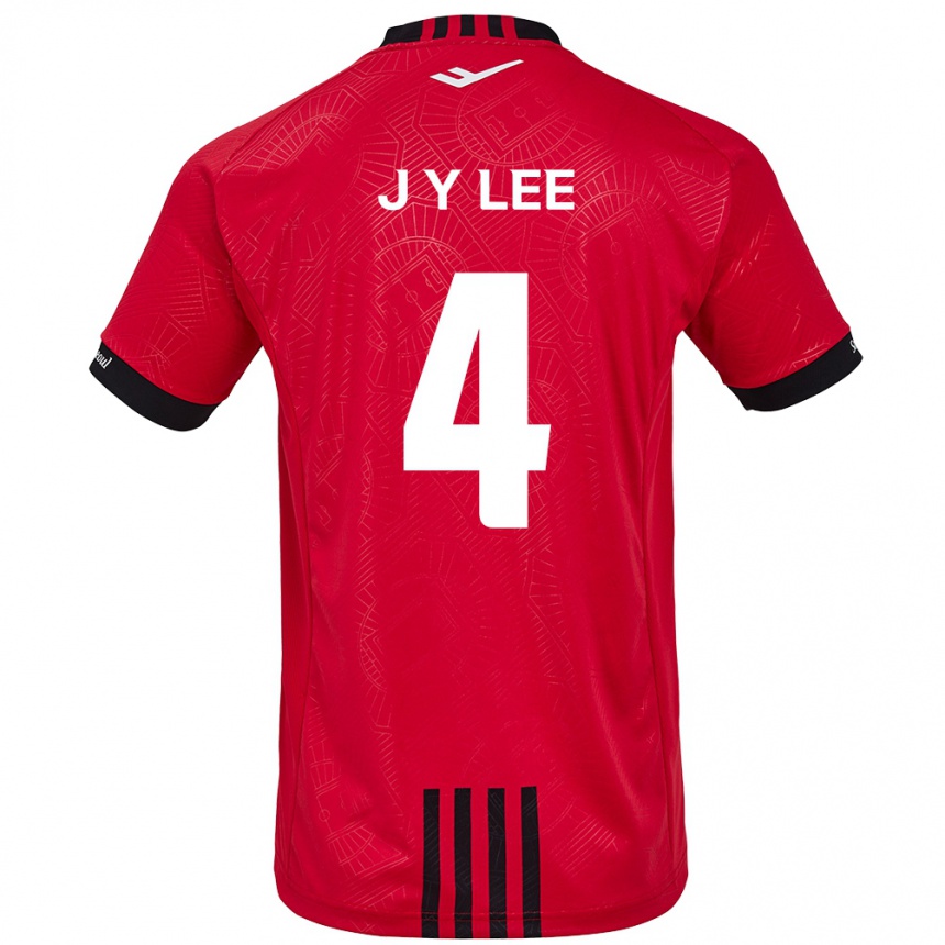 Kids Football Young-Jun Lee #4 Red Black Home Jersey 2024/25 T-Shirt Za