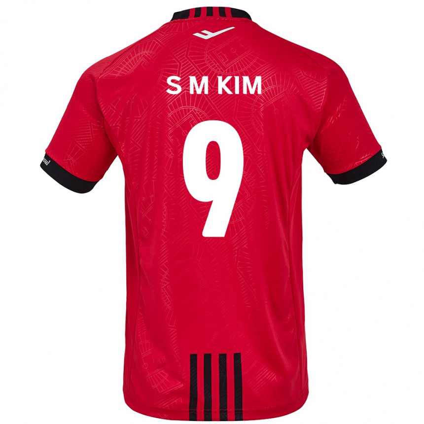 Kids Football Min-Sung Kim #9 Red Black Home Jersey 2024/25 T-Shirt Za