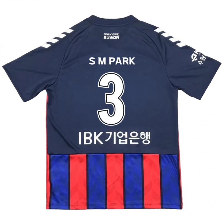 Kids Football Min-Seo Park #3 Blue Red Home Jersey 2024/25 T-Shirt Za