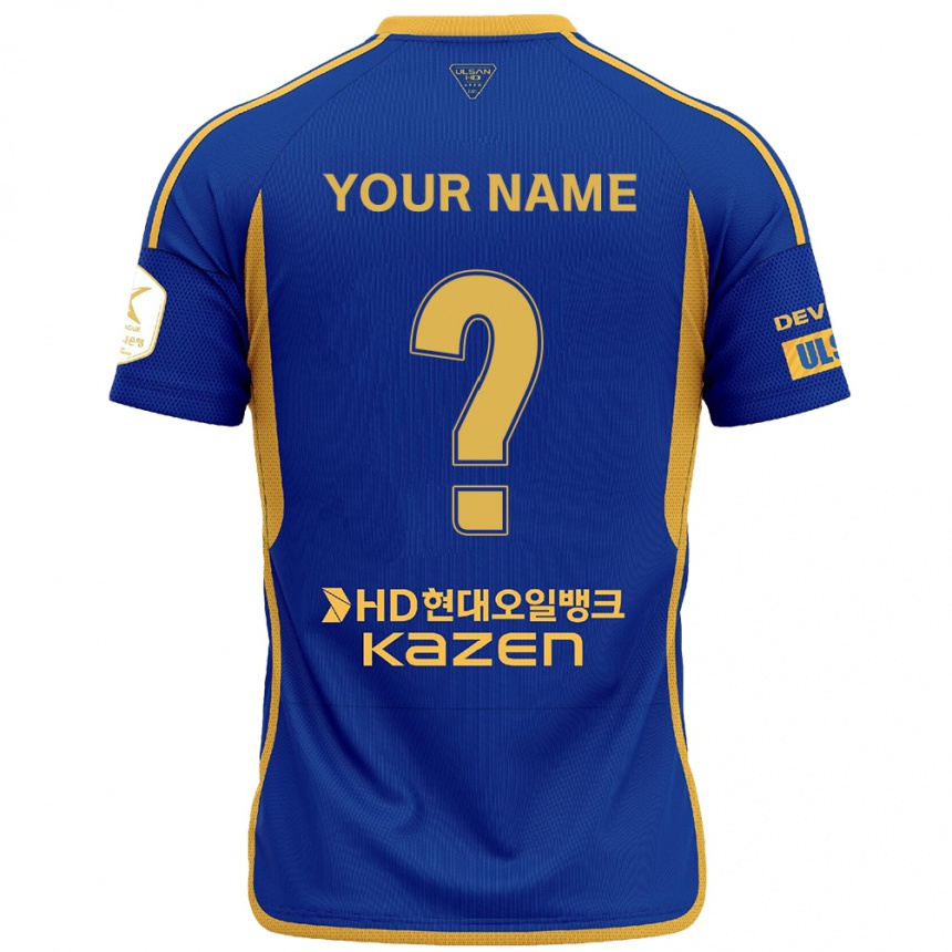 Kids Football Your Name #0 Blue Yellow Home Jersey 2024/25 T-Shirt Za