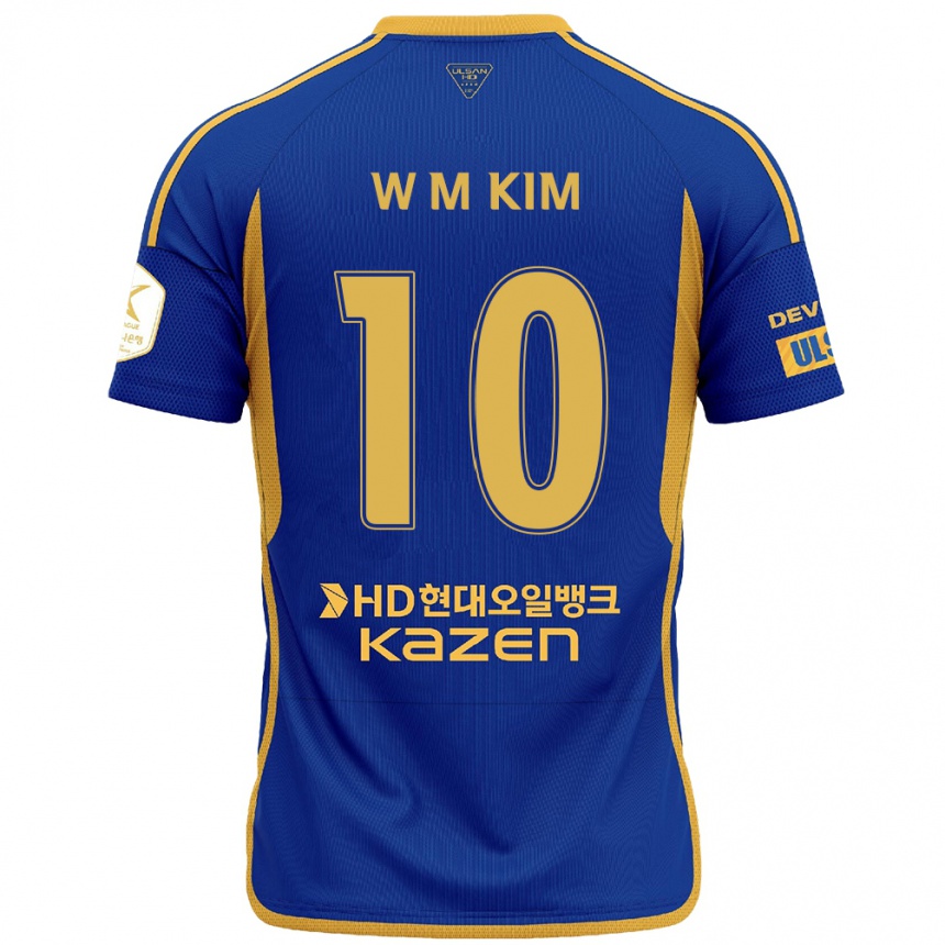 Kids Football Min-Woo Kim #10 Blue Yellow Home Jersey 2024/25 T-Shirt Za