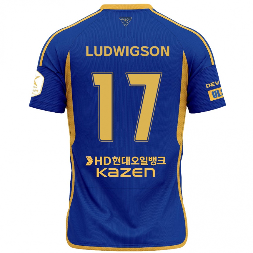 Kids Football Gustav Ludwigson #17 Blue Yellow Home Jersey 2024/25 T-Shirt Za