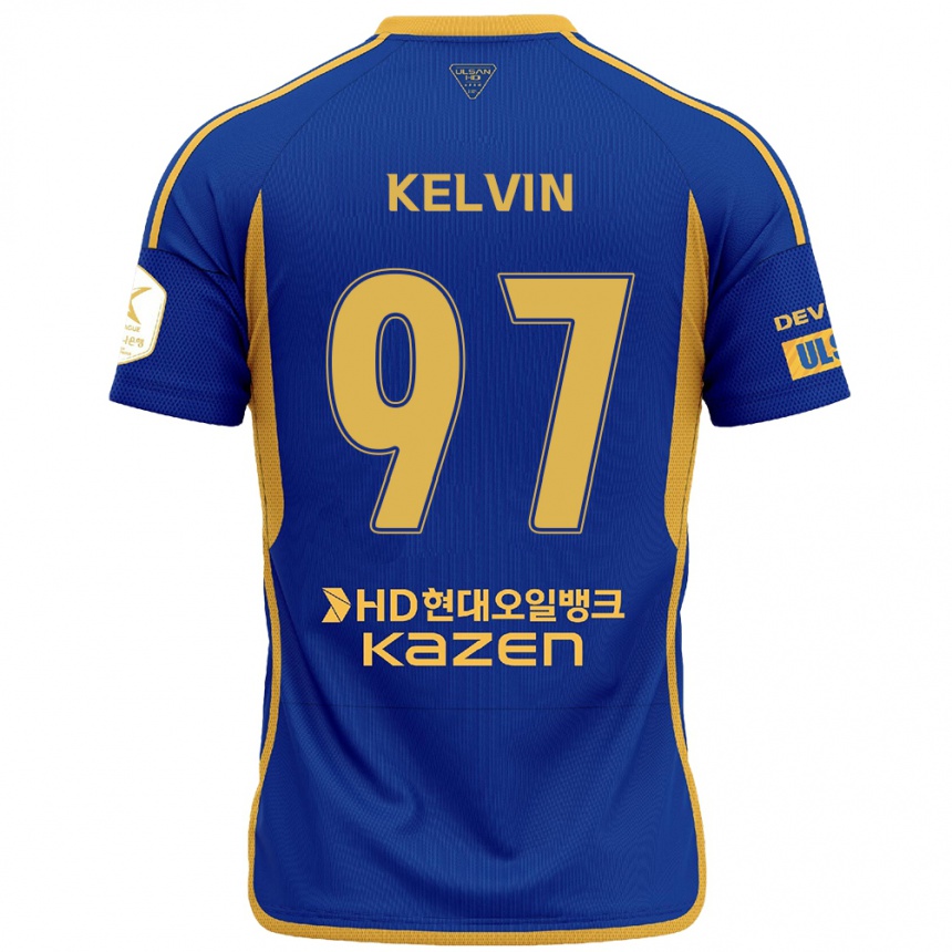 Kids Football Kelvin #97 Blue Yellow Home Jersey 2024/25 T-Shirt Za