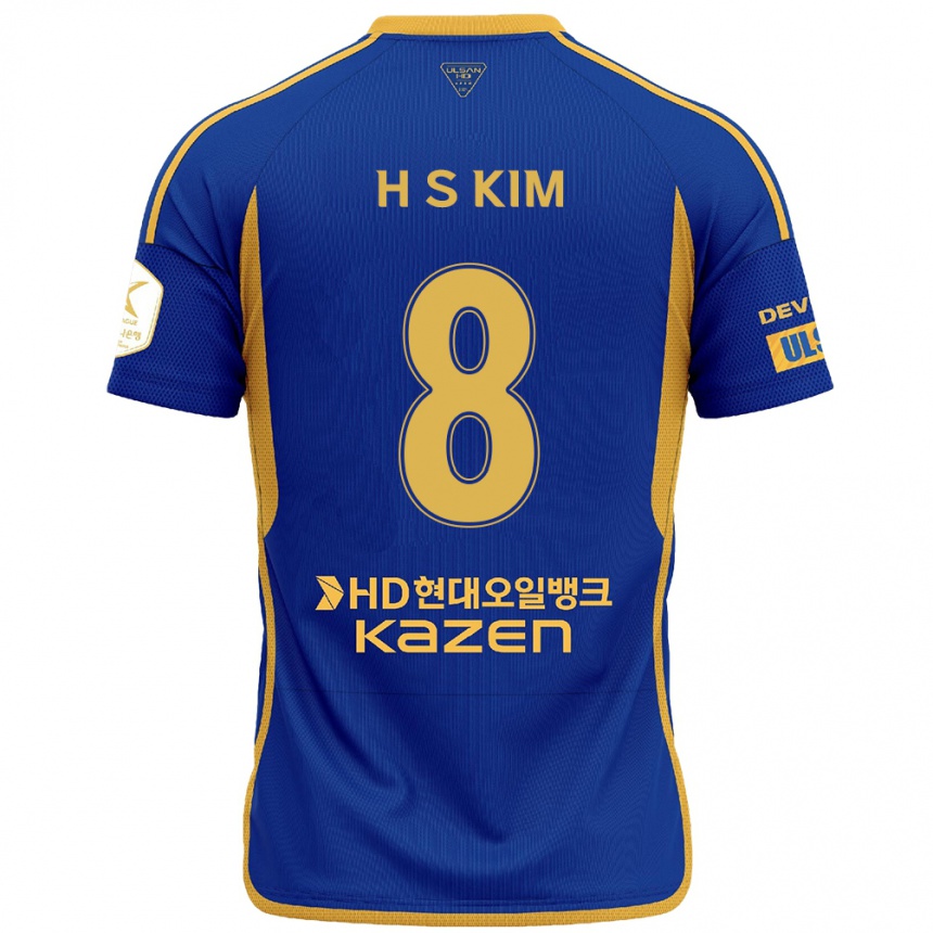 Kids Football Seung-Hyun Kim #8 Blue Yellow Home Jersey 2024/25 T-Shirt Za