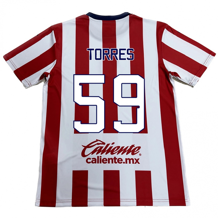 Kids Football Christian Torres #59 Red White Home Jersey 2024/25 T-Shirt Za