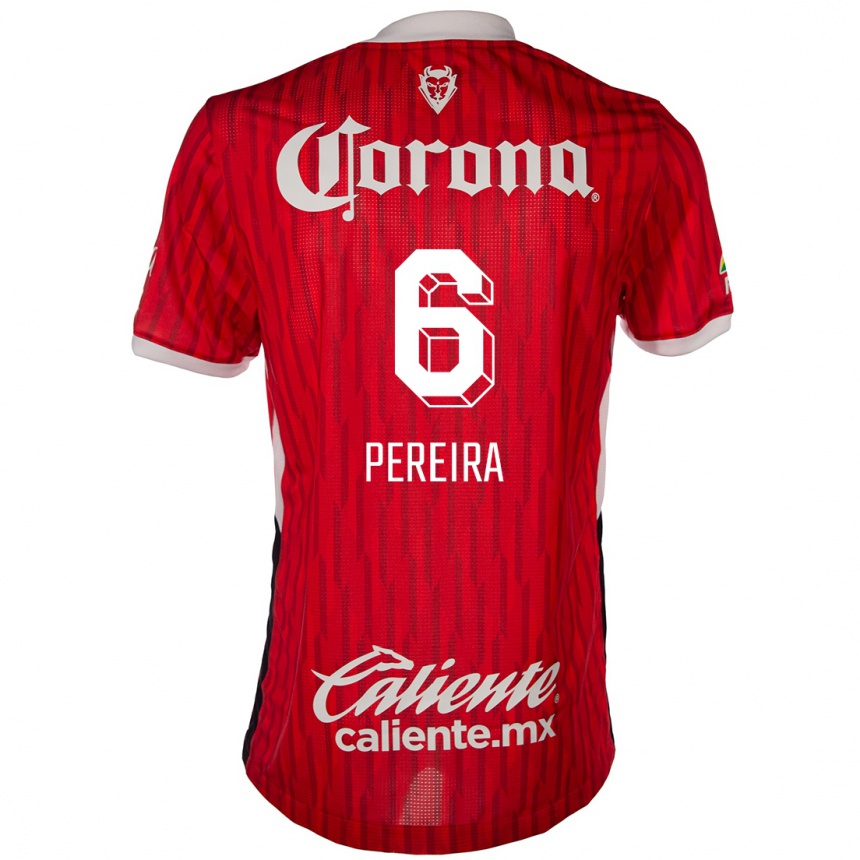 Kids Football Federico Pereira #6 Red White Home Jersey 2024/25 T-Shirt Za