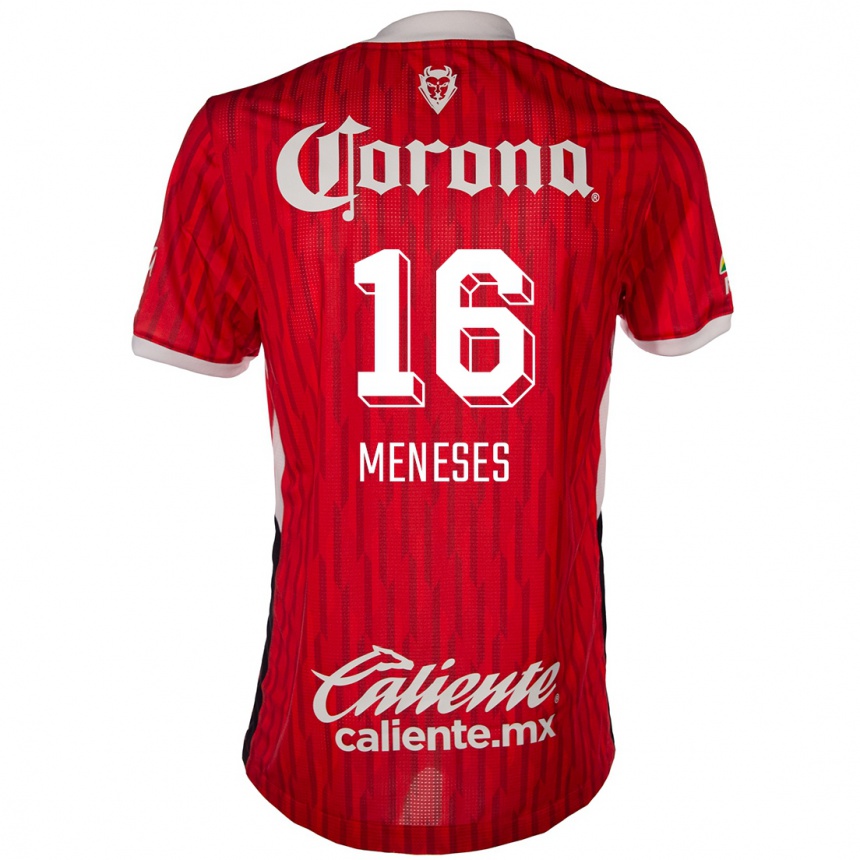 Kids Football Jean Meneses #16 Red White Home Jersey 2024/25 T-Shirt Za