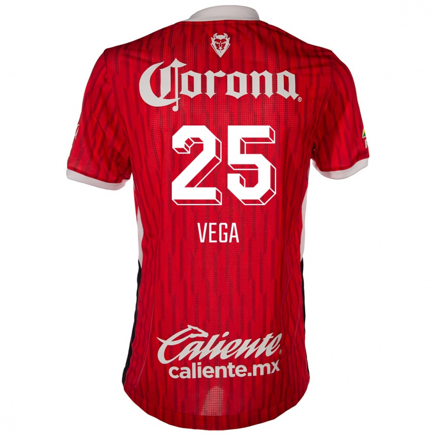 Kids Football Alexis Vega #25 Red White Home Jersey 2024/25 T-Shirt Za