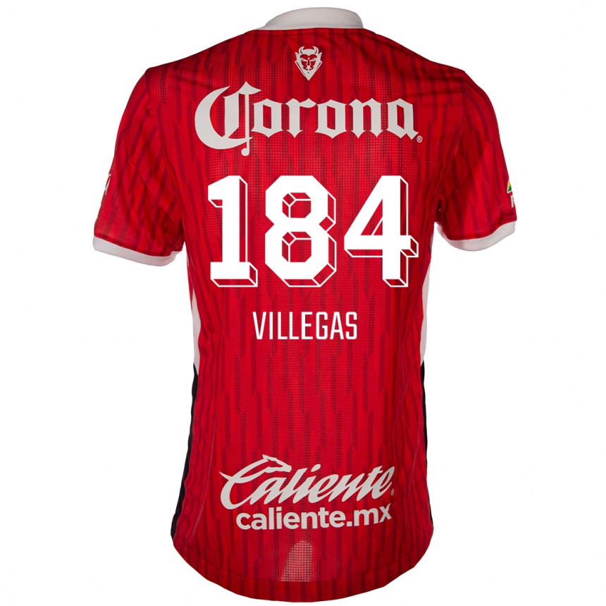 Kids Football Abraham Villegas #184 Red White Home Jersey 2024/25 T-Shirt Za