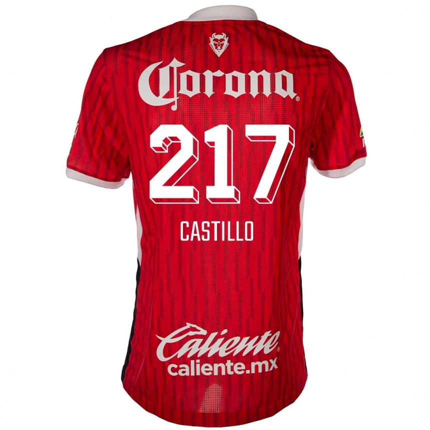 Kids Football Klever Castillo #217 Red White Home Jersey 2024/25 T-Shirt Za