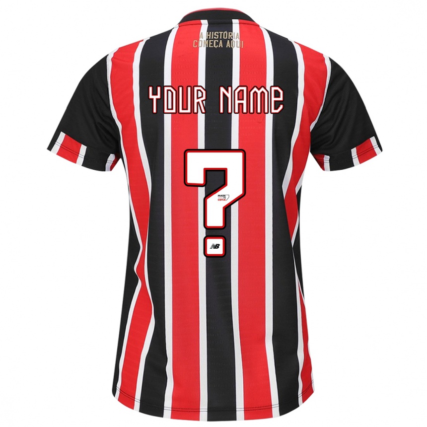 Kids Football Your Name #0 Black Red White Away Jersey 2024/25 T-Shirt Za