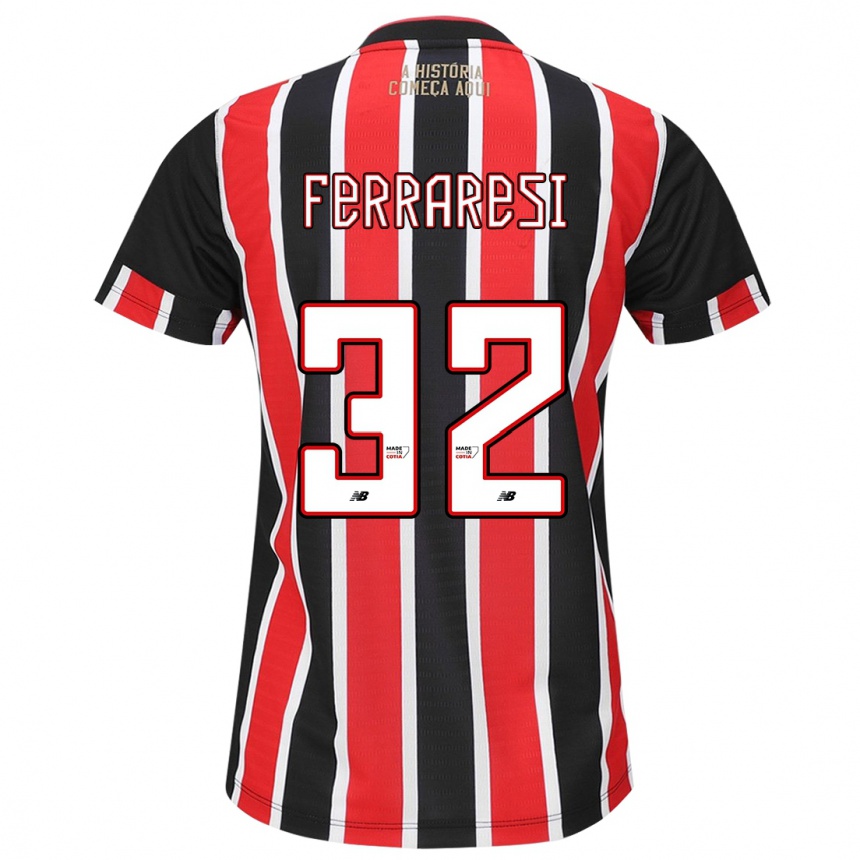 Kids Football Nahuel Ferraresi #32 Black Red White Away Jersey 2024/25 T-Shirt Za