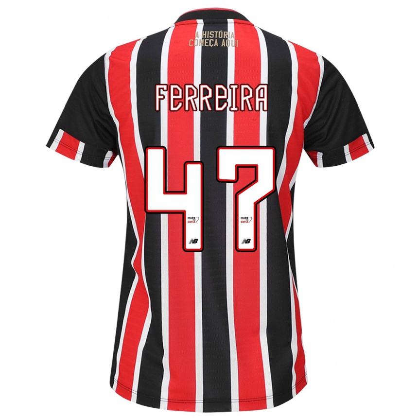 Kids Football Ferreira #47 Black Red White Away Jersey 2024/25 T-Shirt Za