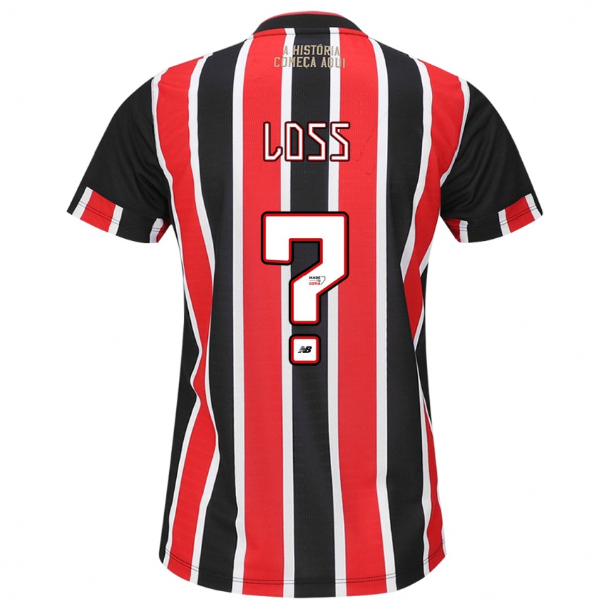 Kids Football Lucas Loss #0 Black Red White Away Jersey 2024/25 T-Shirt Za