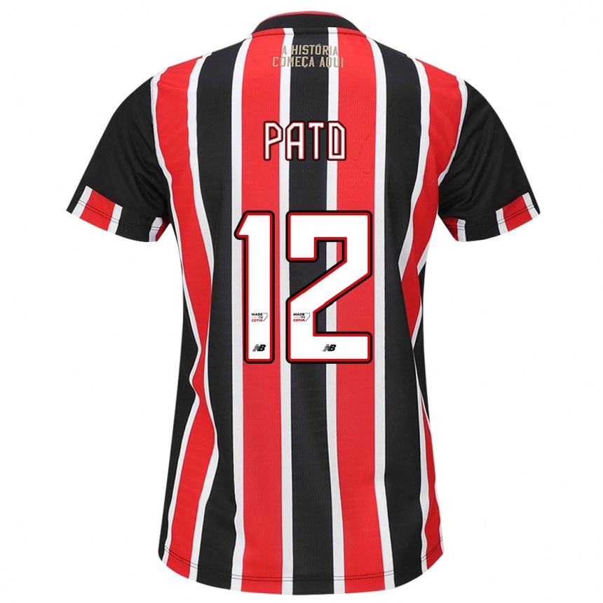 Kids Football Alexandre Pato #12 Black Red White Away Jersey 2024/25 T-Shirt Za