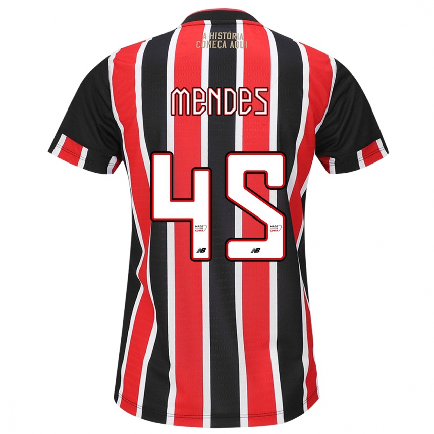 Kids Football Nathan Mendes #45 Black Red White Away Jersey 2024/25 T-Shirt Za