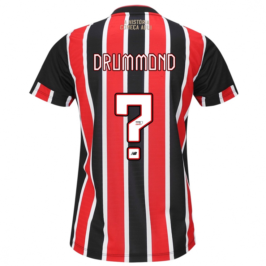 Kids Football Lucca Drummond #0 Black Red White Away Jersey 2024/25 T-Shirt Za