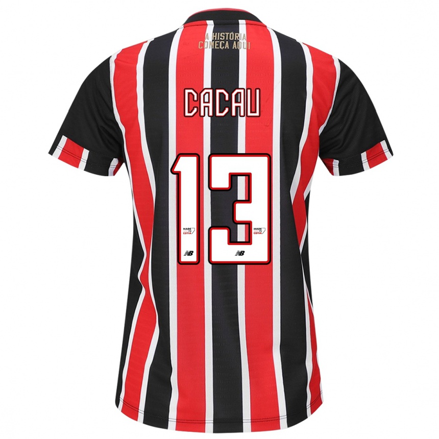 Kids Football Cacau #13 Black Red White Away Jersey 2024/25 T-Shirt Za